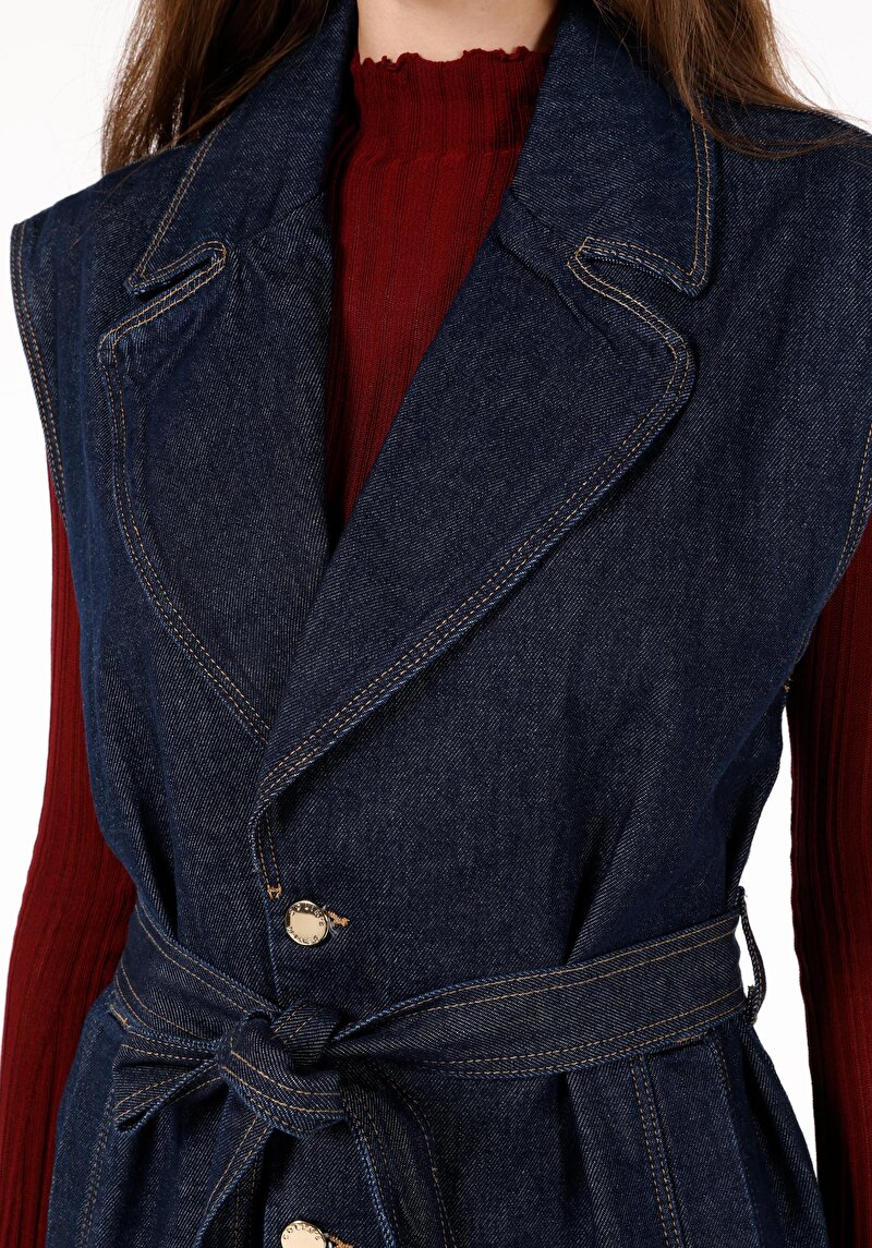 Afișați detalii pentru Vestă Albastră Pentru Femei Regular Fit