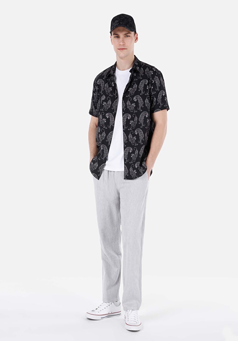 Imagine a Regular Fit Talie Medie Picior Drept Pantaloni Albaștri Pentru Bărbați