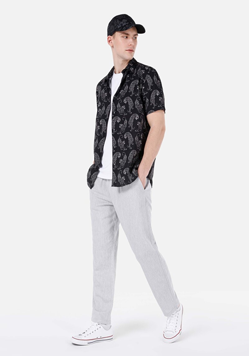 Imagine a Regular Fit Talie Medie Picior Drept Pantaloni Albaștri Pentru Bărbați