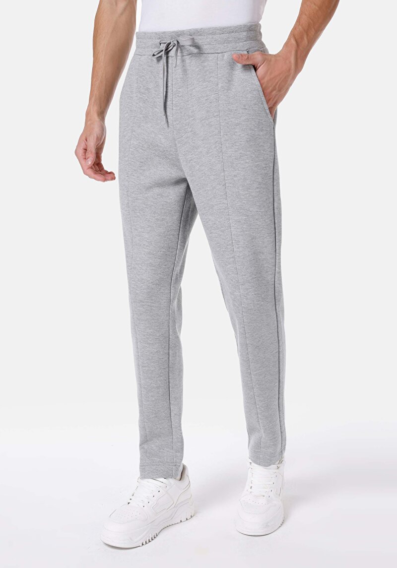 Imagine a Pantaloni De Trening Gri Pentru Bărbați Slim Fit Mid Waist