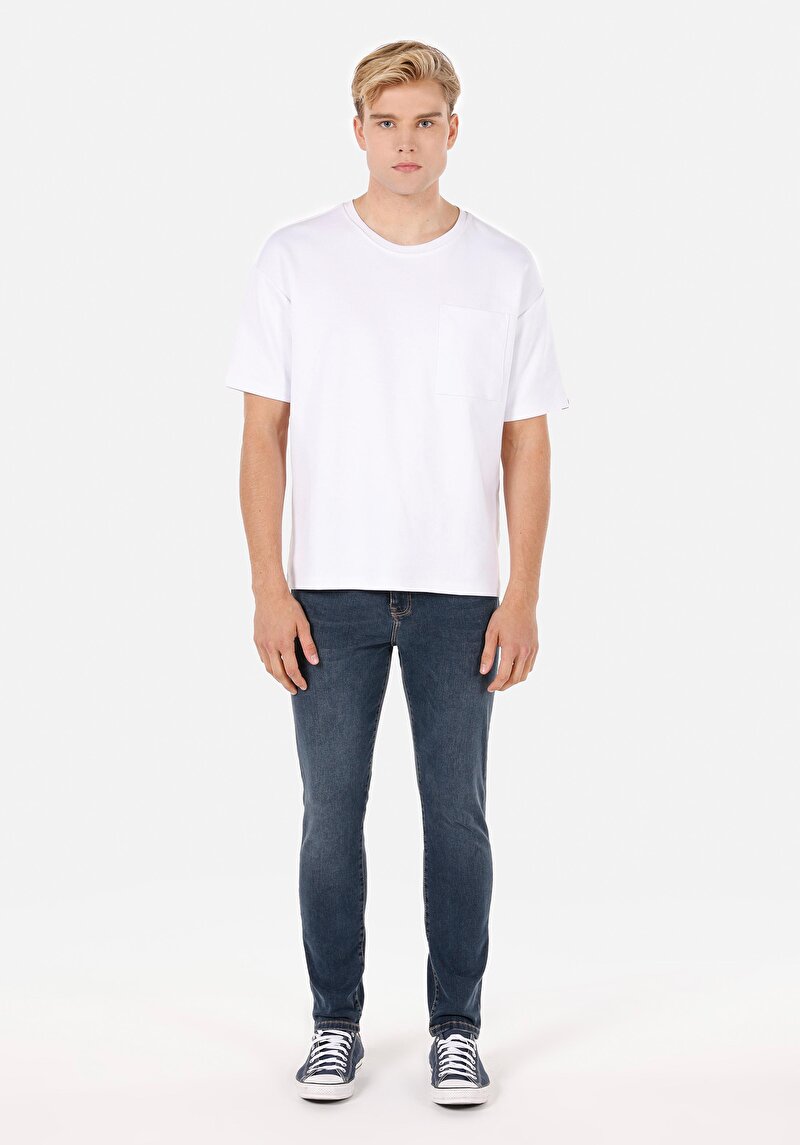 Imagine a Pantaloni De Barbati Albastru Skinny Fit  Cl1071221