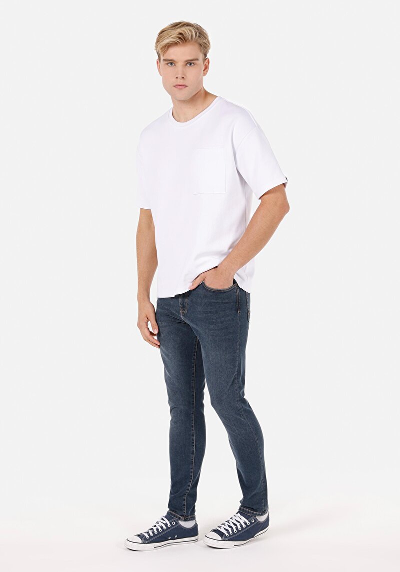 Afișați detalii pentru Pantaloni De Barbati Albastru Skinny Fit  Cl1071221