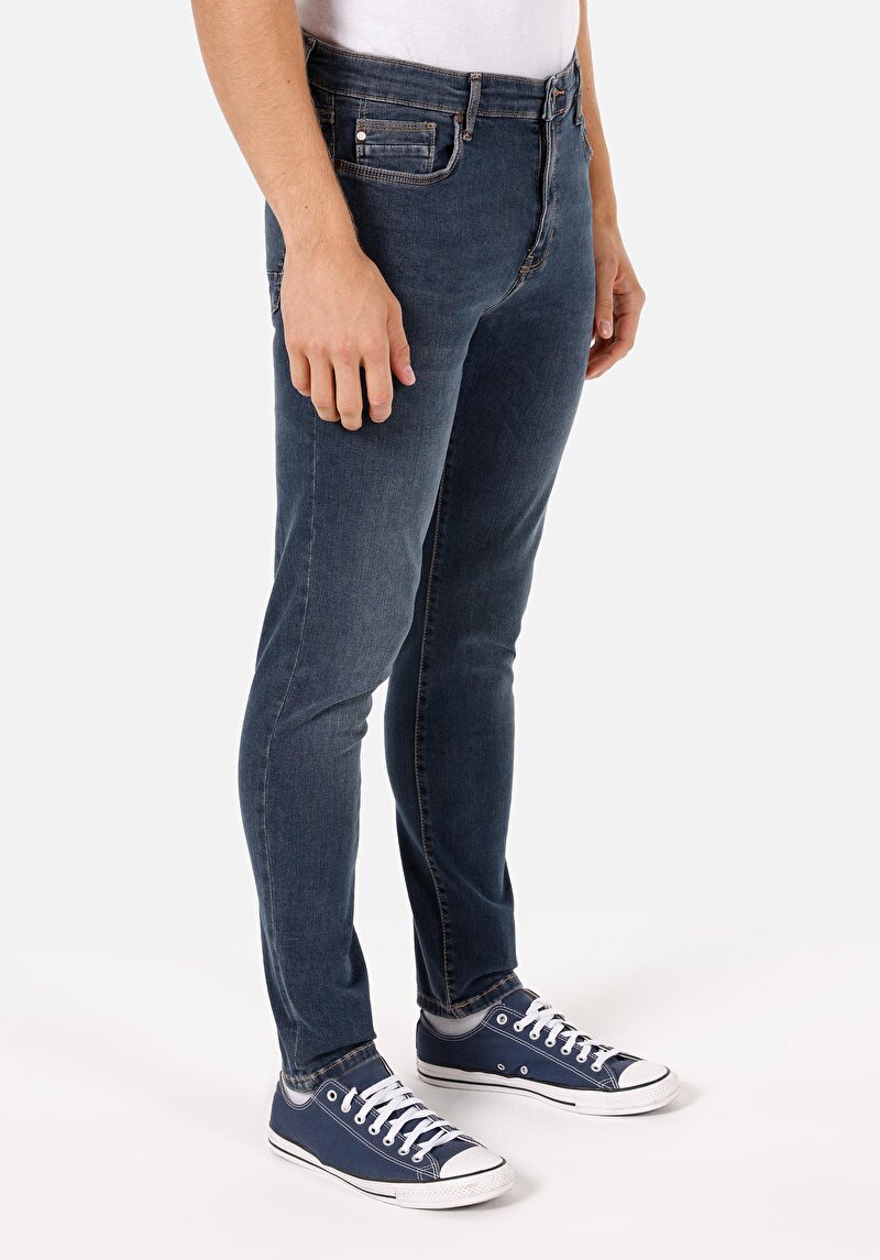 Afișați detalii pentru Pantaloni De Barbati Albastru Skinny Fit  Cl1071221