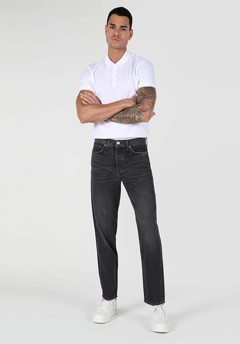 Imagine a Pantaloni De Barbati Negru Loose Straight Fit Cl1062429