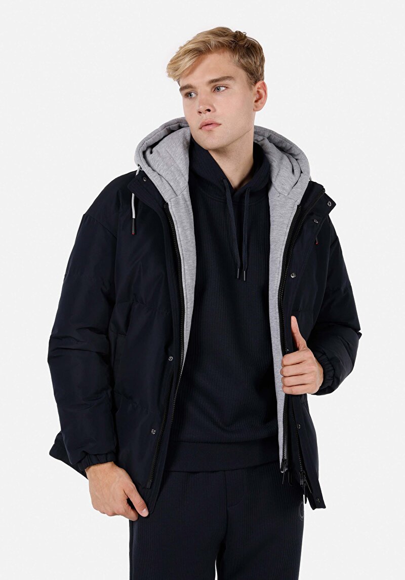 Imagine a Palton Bleumarin Pentru Bărbați Regular Fit