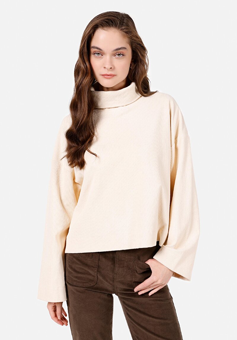 Imagine a Tricou Cu Mânecă Lungă Ecru Pentru Femei