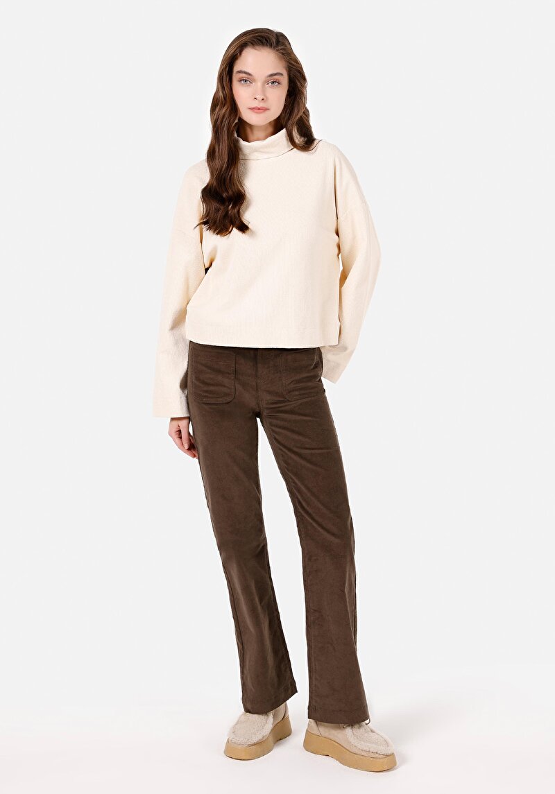 Imagine a Tricou Cu Mânecă Lungă Ecru Pentru Femei