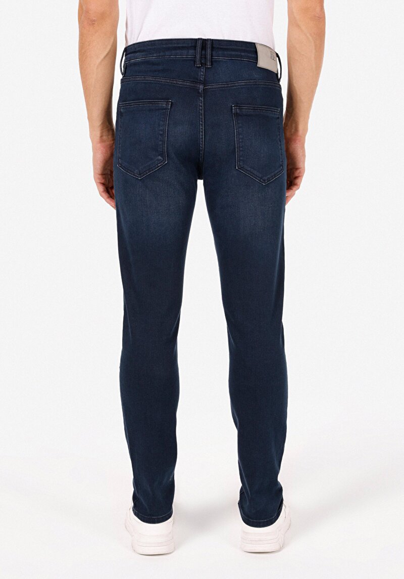 Imagine a Skinny Fit Talie Înaltă Picior Îngust Blugi İndigo Pentru Bărbați