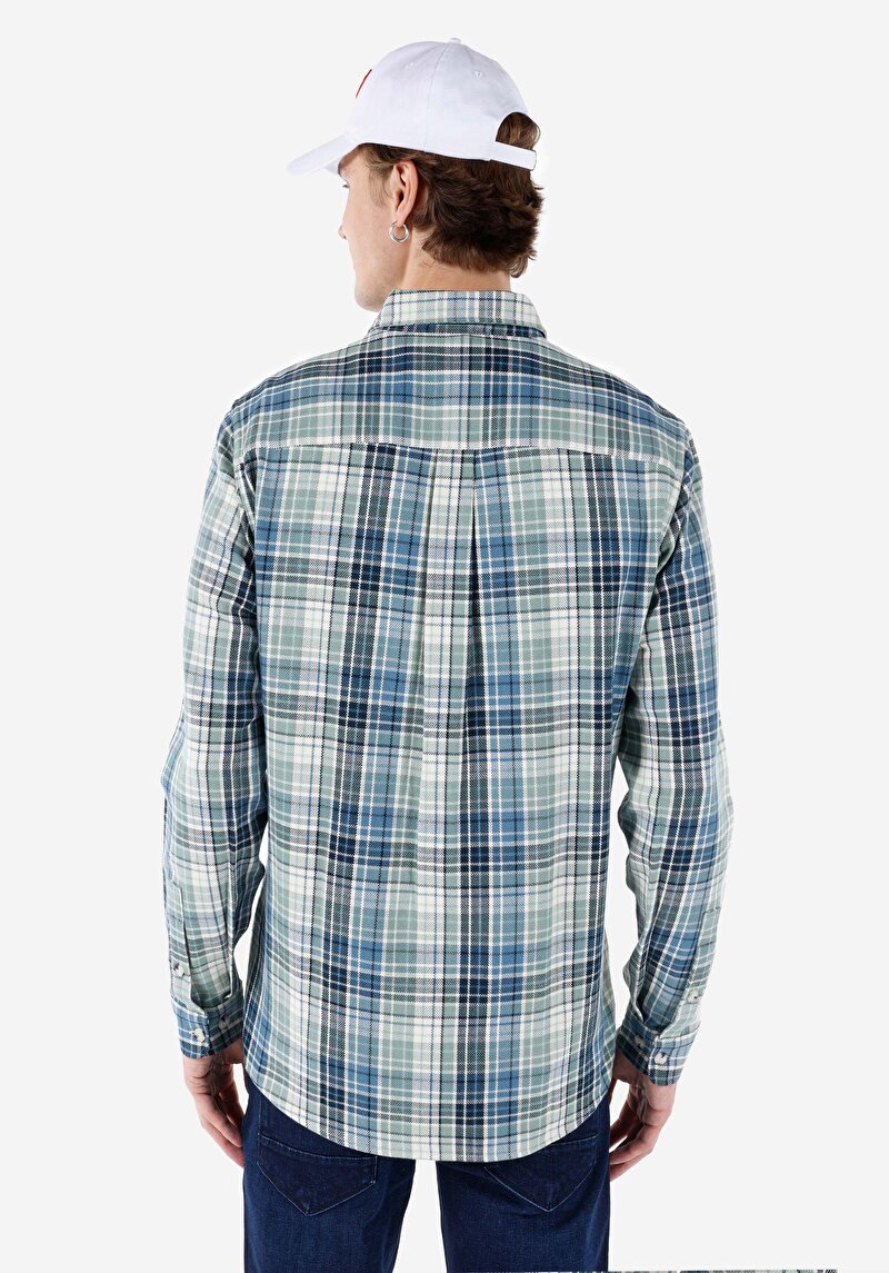 Afișați detalii pentru Cămașă Cu Gât În Carouri Cămașă Cu Mânecă Lungă Multicoloră Pentru Bărbați