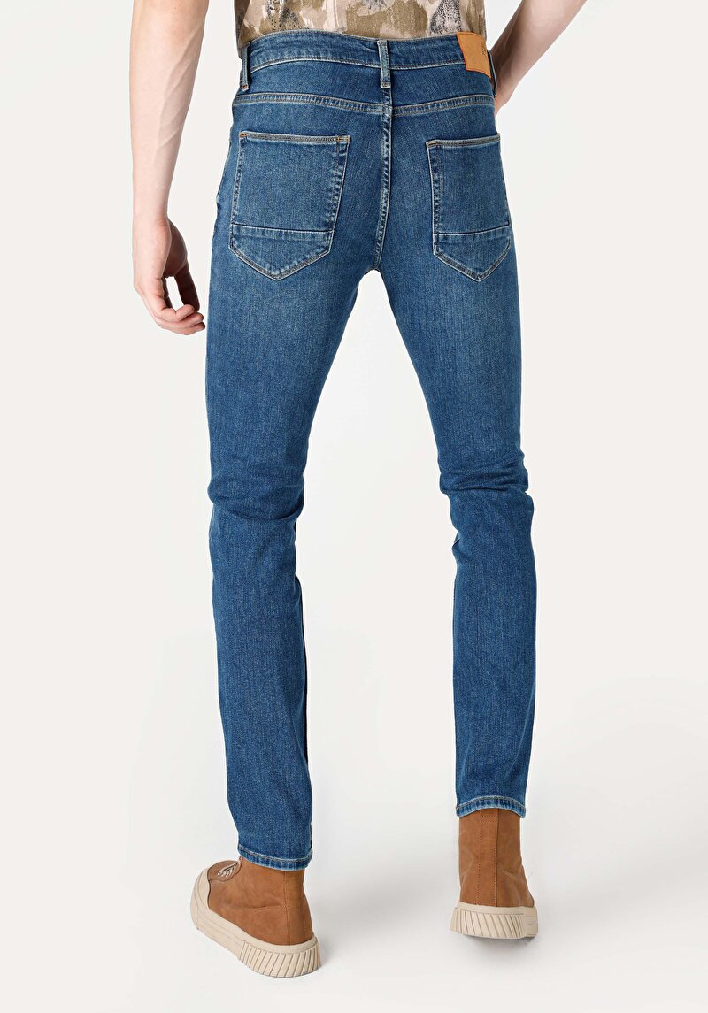 Afișați detalii pentru Blugi İndigo Pentru Bărbați Cu Talie Dreaptă Cu Talie Dreaptă