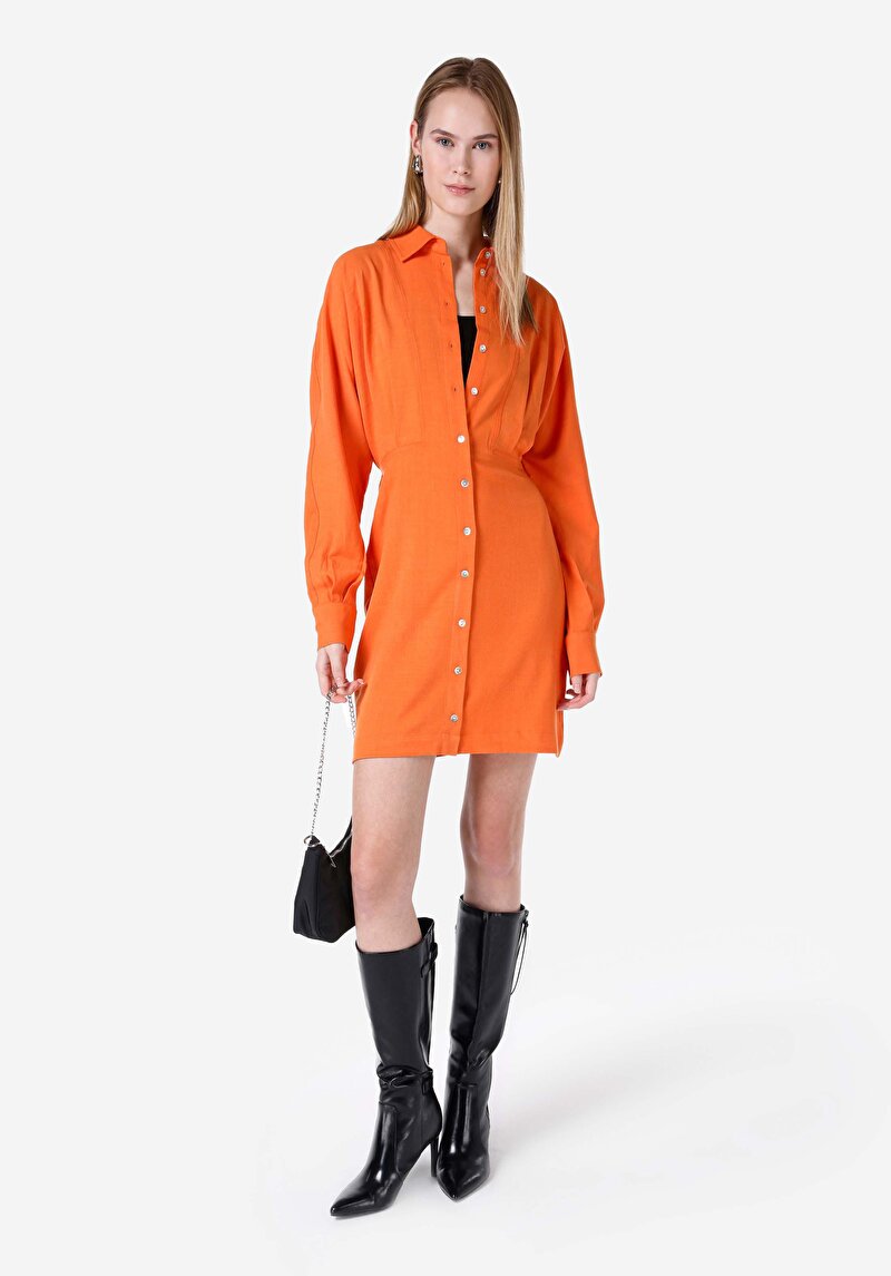 Imagine a Rochie Portocalie Pentru Femei Slim Fit