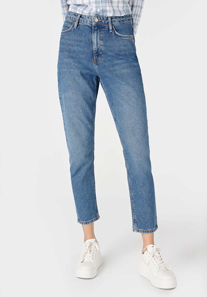 Imagine a Blugi Din Denim Pentru Femei Mom Fit