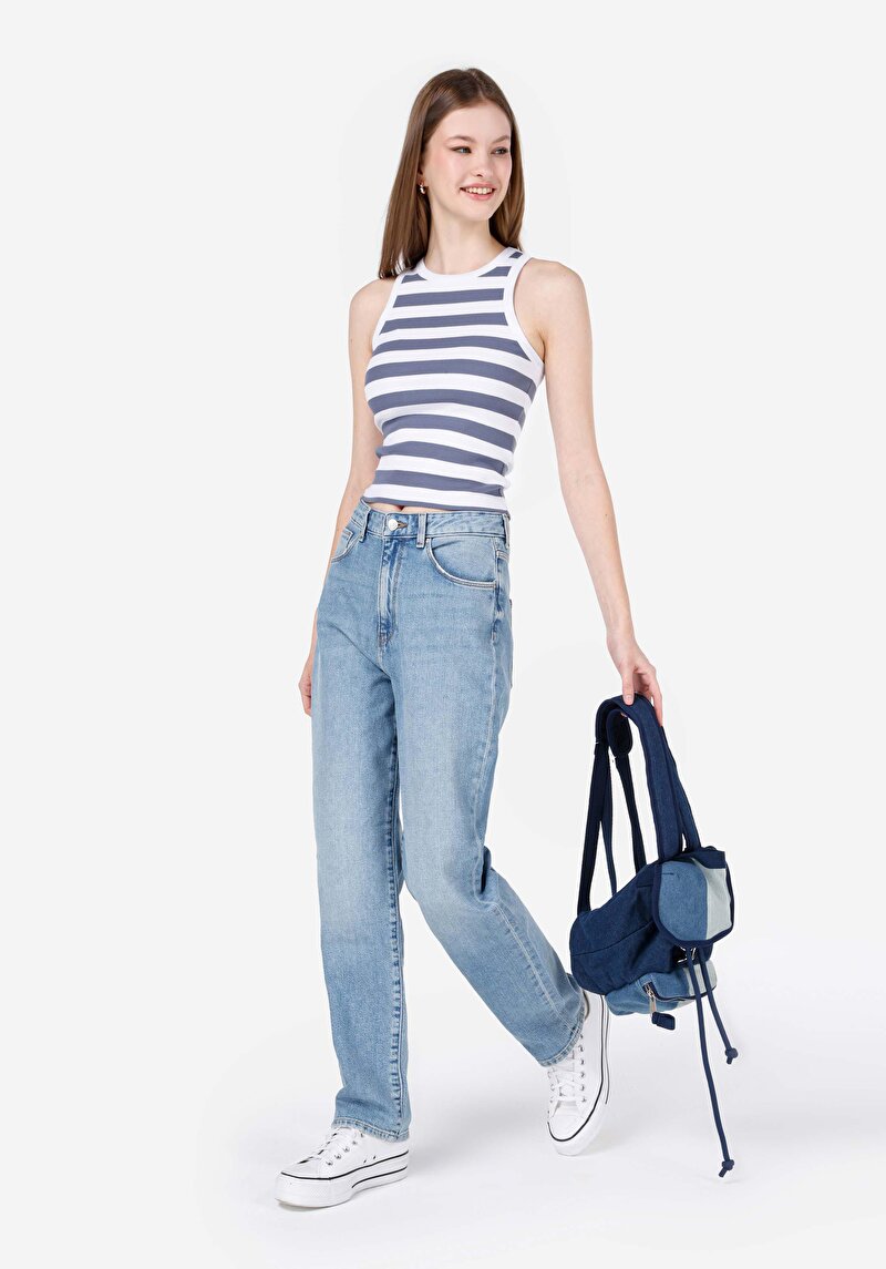 Afișați detalii pentru Blugi İndigo Pentru Femei Cu Croială Dreaptă