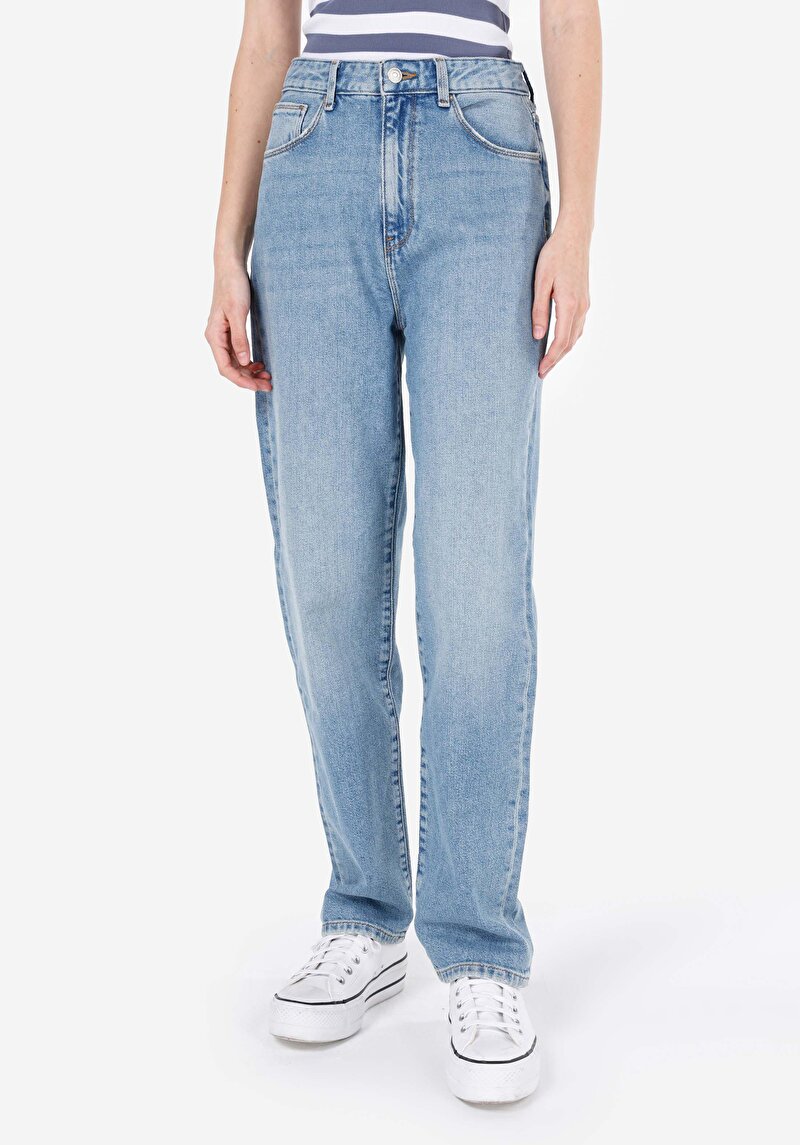 Imagine a Blugi İndigo Pentru Femei Cu Croială Dreaptă