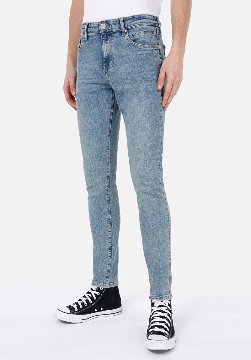 Afișați detalii pentru Slim Fit Talie Joasă Picior Îngust Blugi İndigo Pentru Bărbați