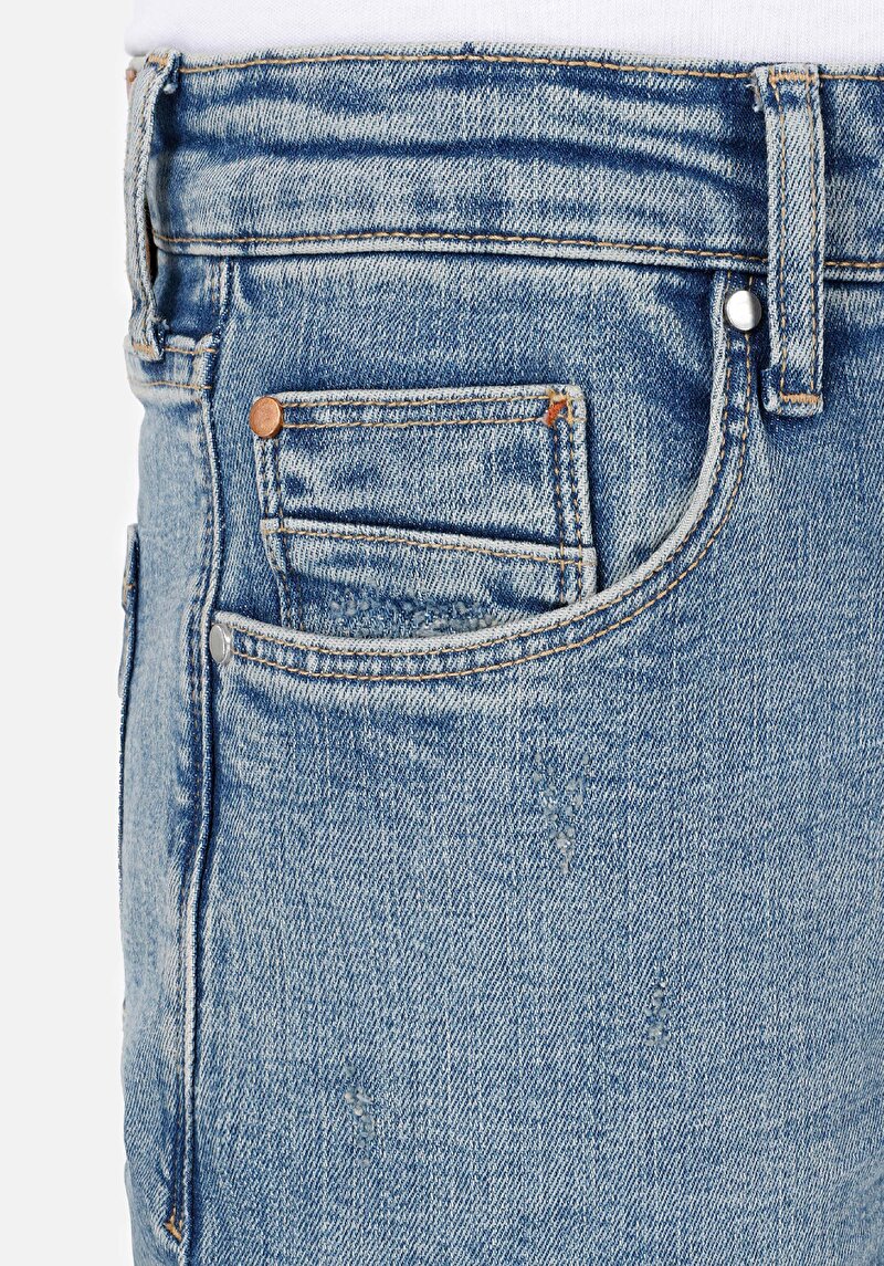 Afișați detalii pentru Slim Fit Talie Joasă Picior Îngust Blugi İndigo Pentru Bărbați