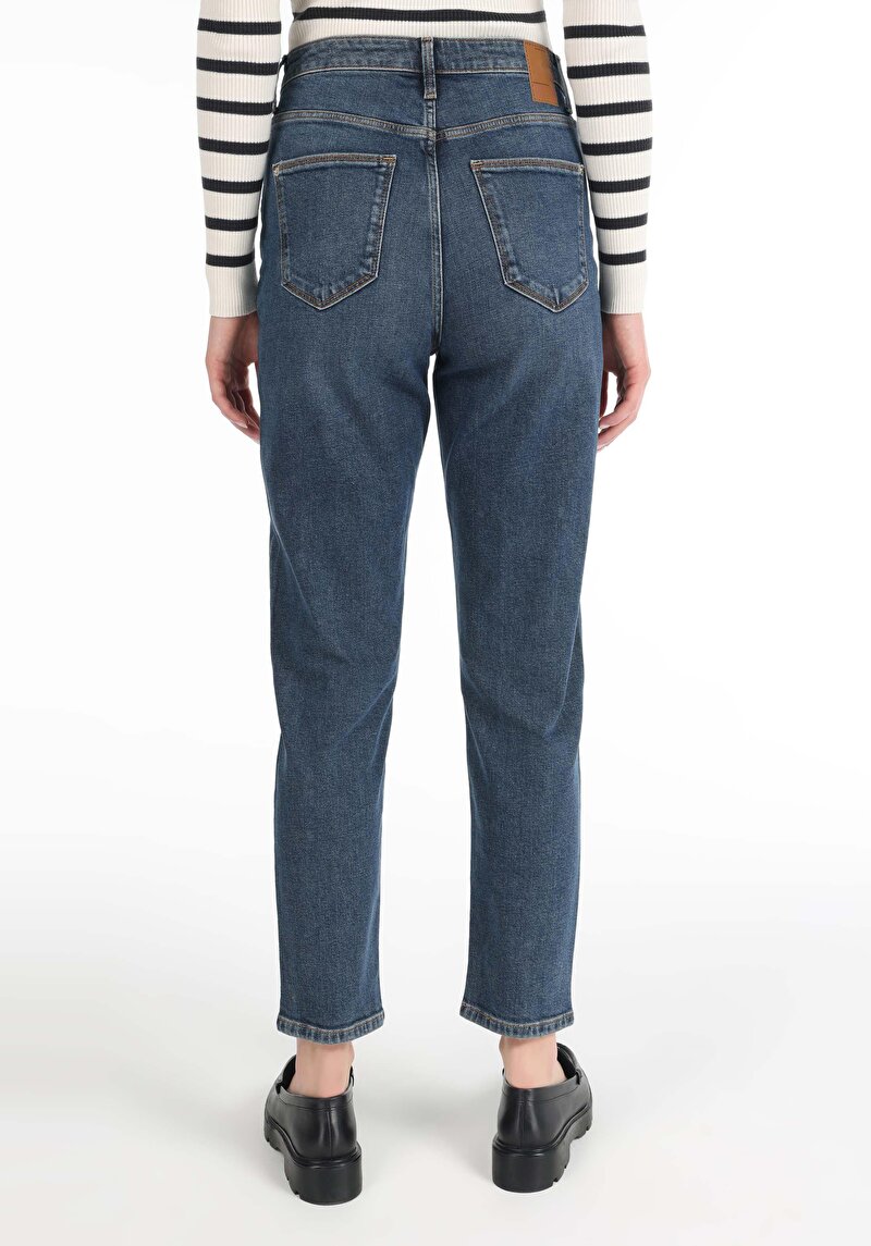 Imagine a Blugi İndigo Pentru Femei Mom Fit