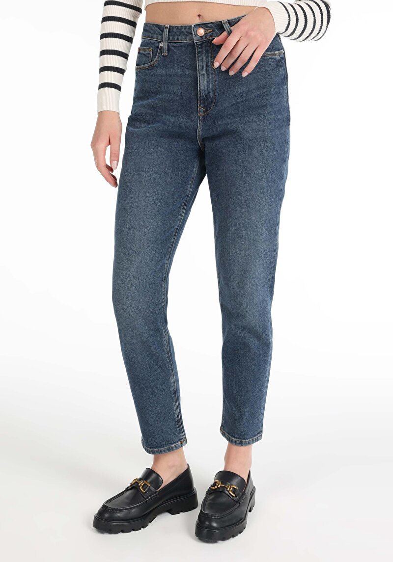 Afișați detalii pentru Blugi İndigo Pentru Femei Mom Fit