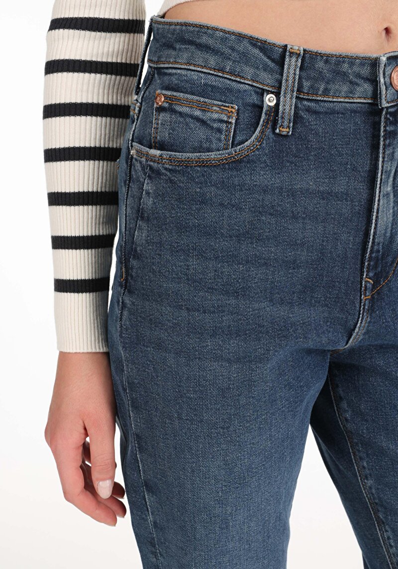 Afișați detalii pentru Blugi İndigo Pentru Femei Mom Fit