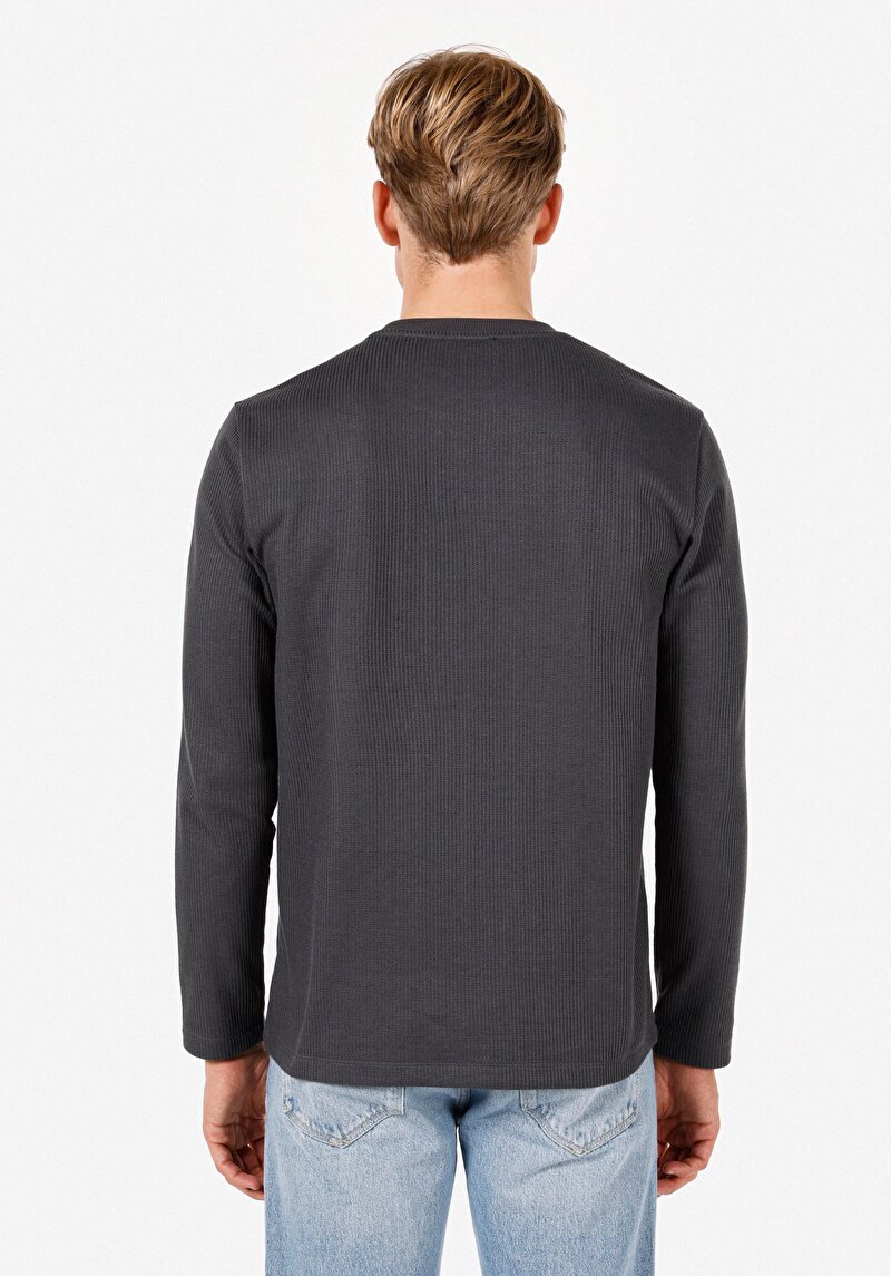 Afișați detalii pentru Tricou Cu Maneca Lunga De Barbati Antracit Regular Fit  Cl1070971