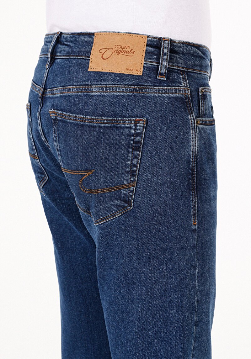 Afișați detalii pentru Slim Fit Talie Joasă Picior Îngust Blugi İndigo Pentru Bărbați