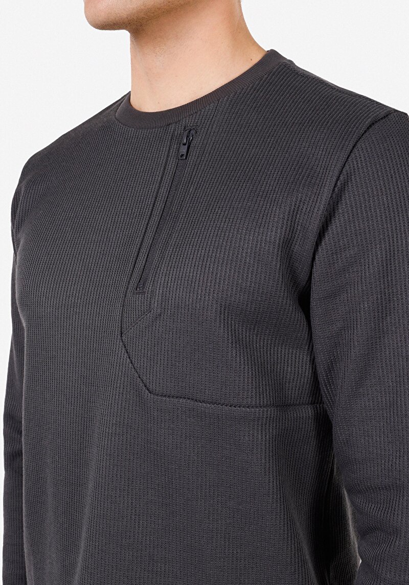 Afișați detalii pentru Tricou Cu Maneca Lunga De Barbati Antracit Regular Fit  Cl1070971