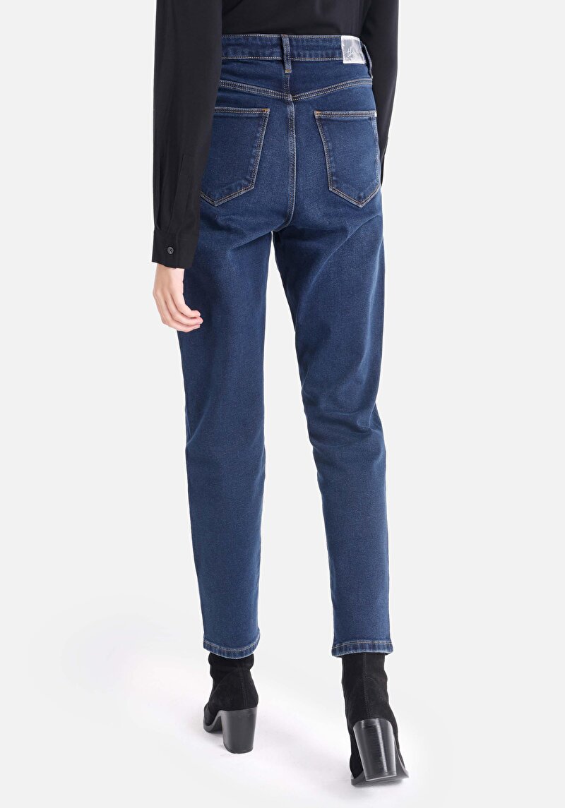 Imagine a Mom Fit Rising Waist Shrinking Leg Blugi İndigo Pentru Femei