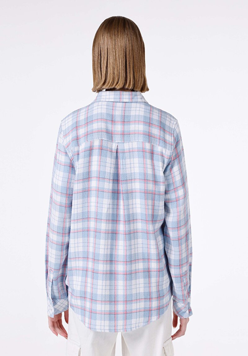 Afișați detalii pentru Cămașă Regular Fit Cămașă Cu Gât Cămașă Albastră Cu Mânecă Lungă Pentru Femei