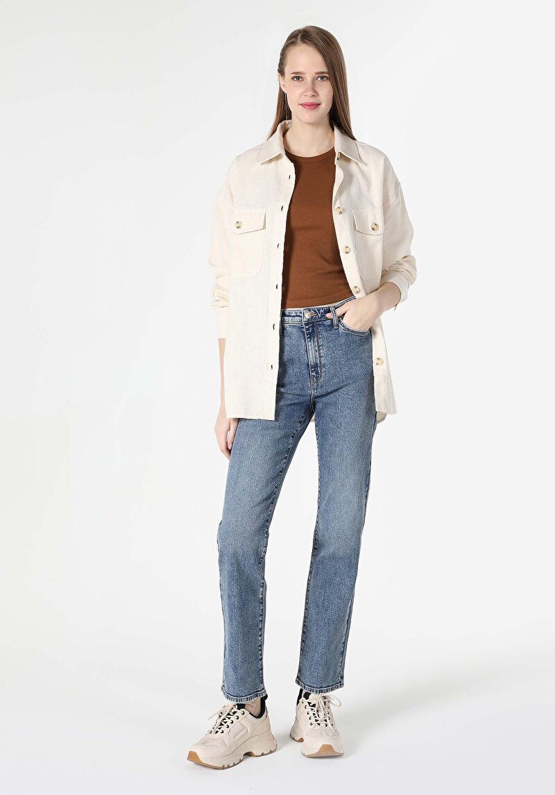 Imagine a Pantaloni De Dama Albastru Regular Fit 792 Mila Cl1062507
