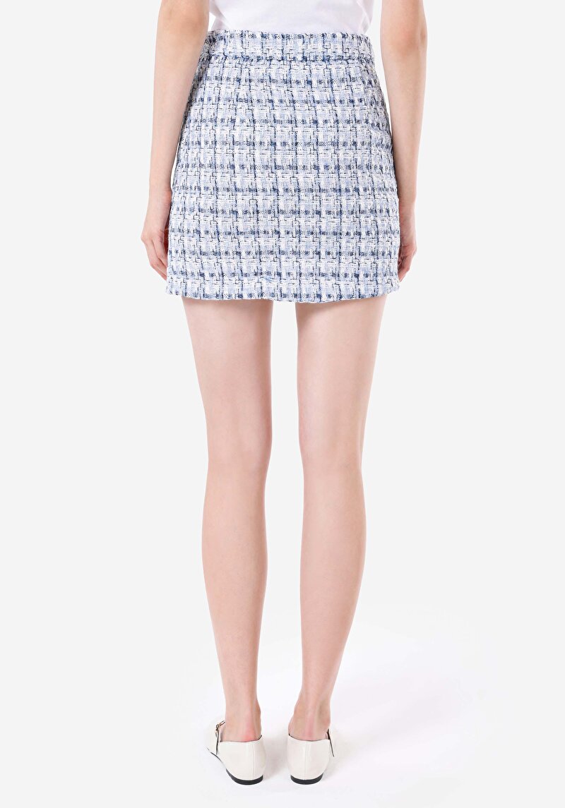 Afișați detalii pentru Mini Fustă În Carouri Cu Nasturi Fustă Albastră Pentru Femei