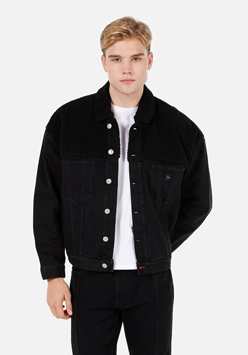 Imagine a Jachetă Albastră Pentru Bărbați Oversize Fit Cu Nasturi Și Fără Căptușeală