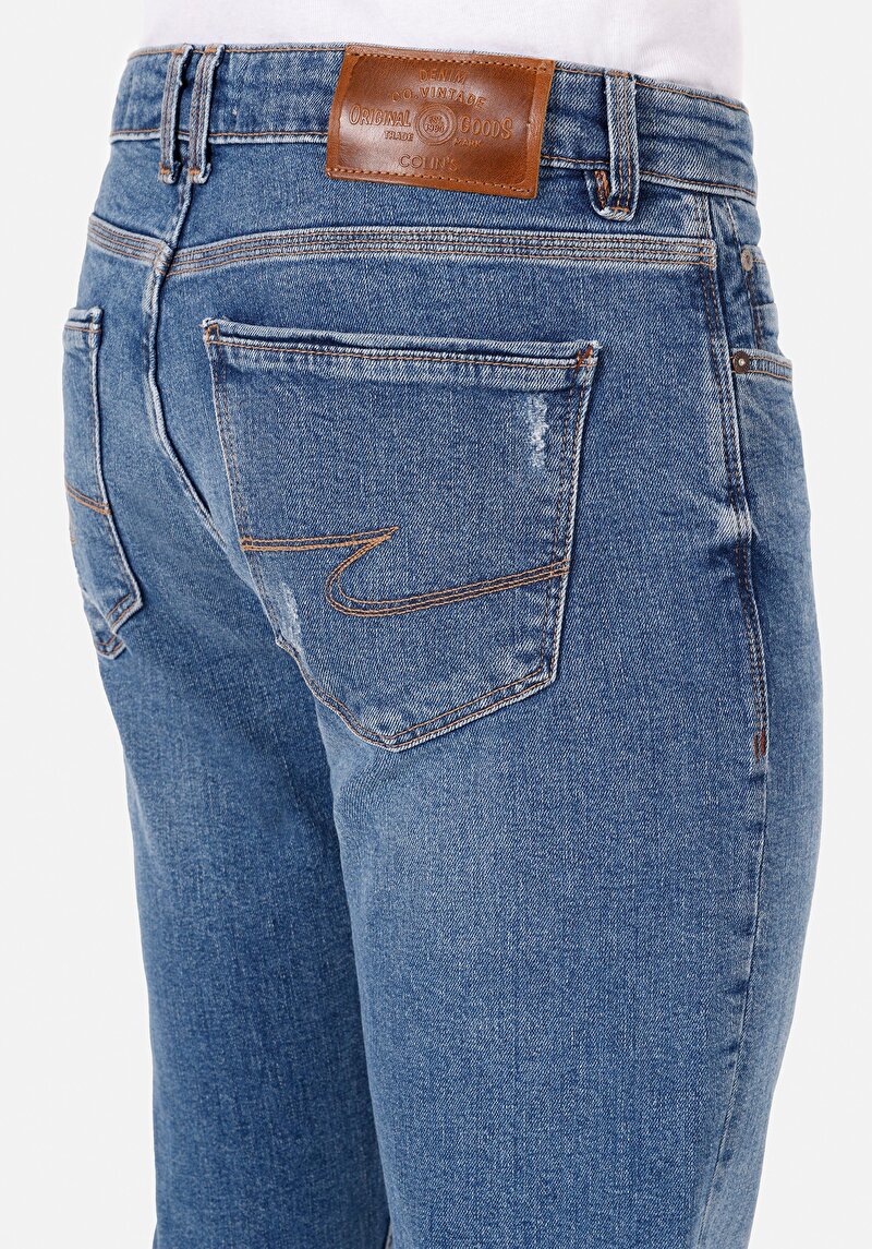 Afișați detalii pentru Pantaloni De Barbati Albastru Slim Fit 041 Danny Cl1071266