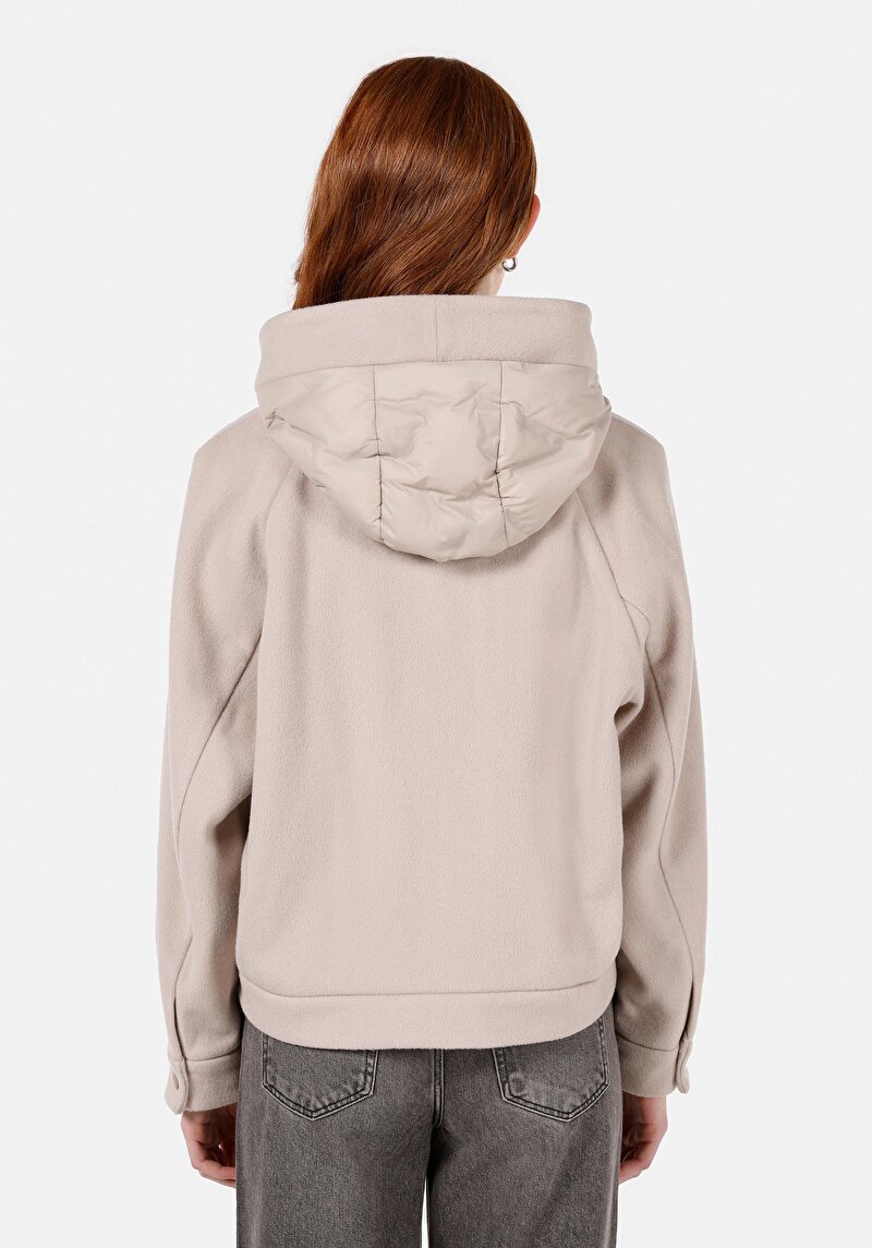 Afișați detalii pentru Palton Bej Pentru Femei Cu Glugă Regular Fit