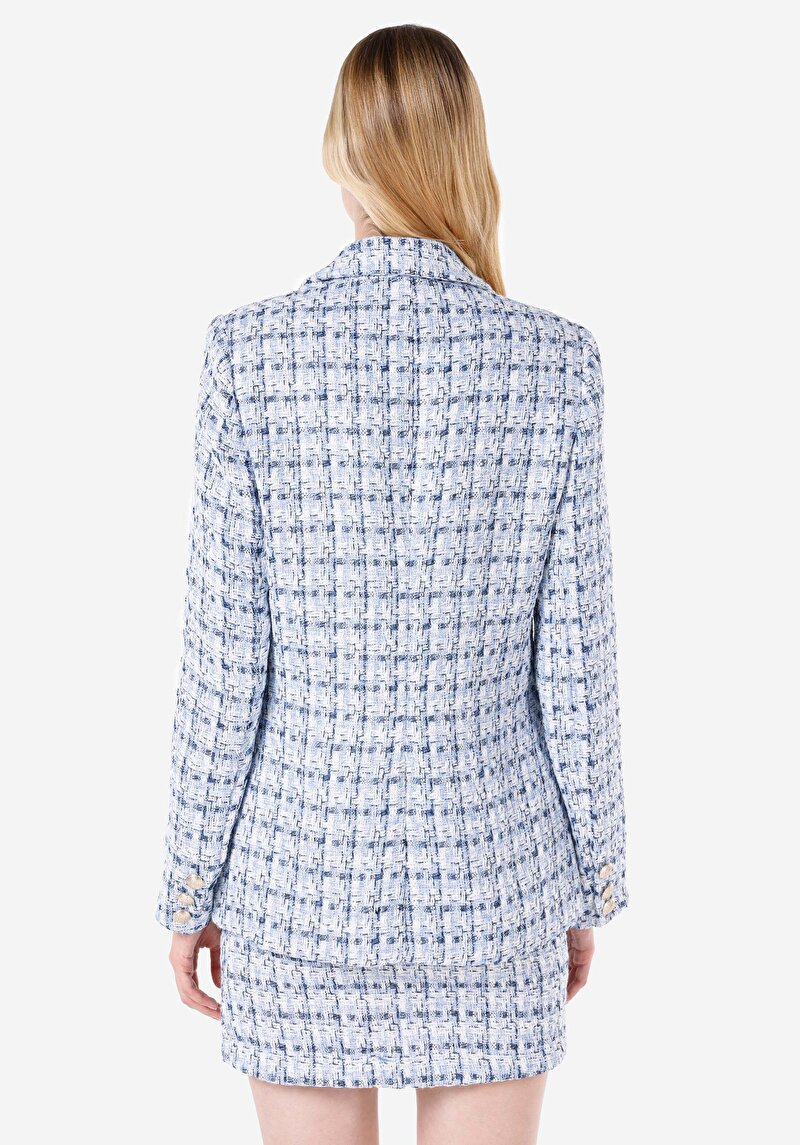 Imagine a Jachetă Albastră Pentru Femei Slim Fit Cu Nasturi Căptușiți