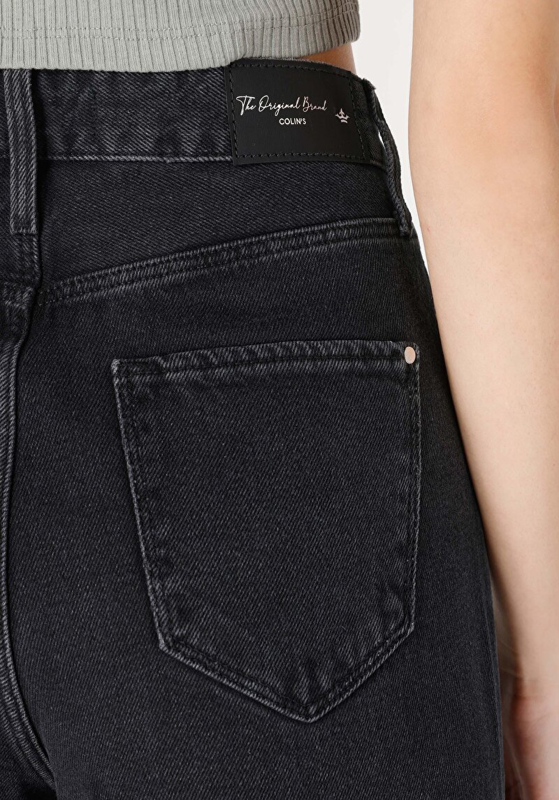 Afișați detalii pentru Regular Fit Talie Înaltă Picior Larg Blugi İndigo Pentru Femei