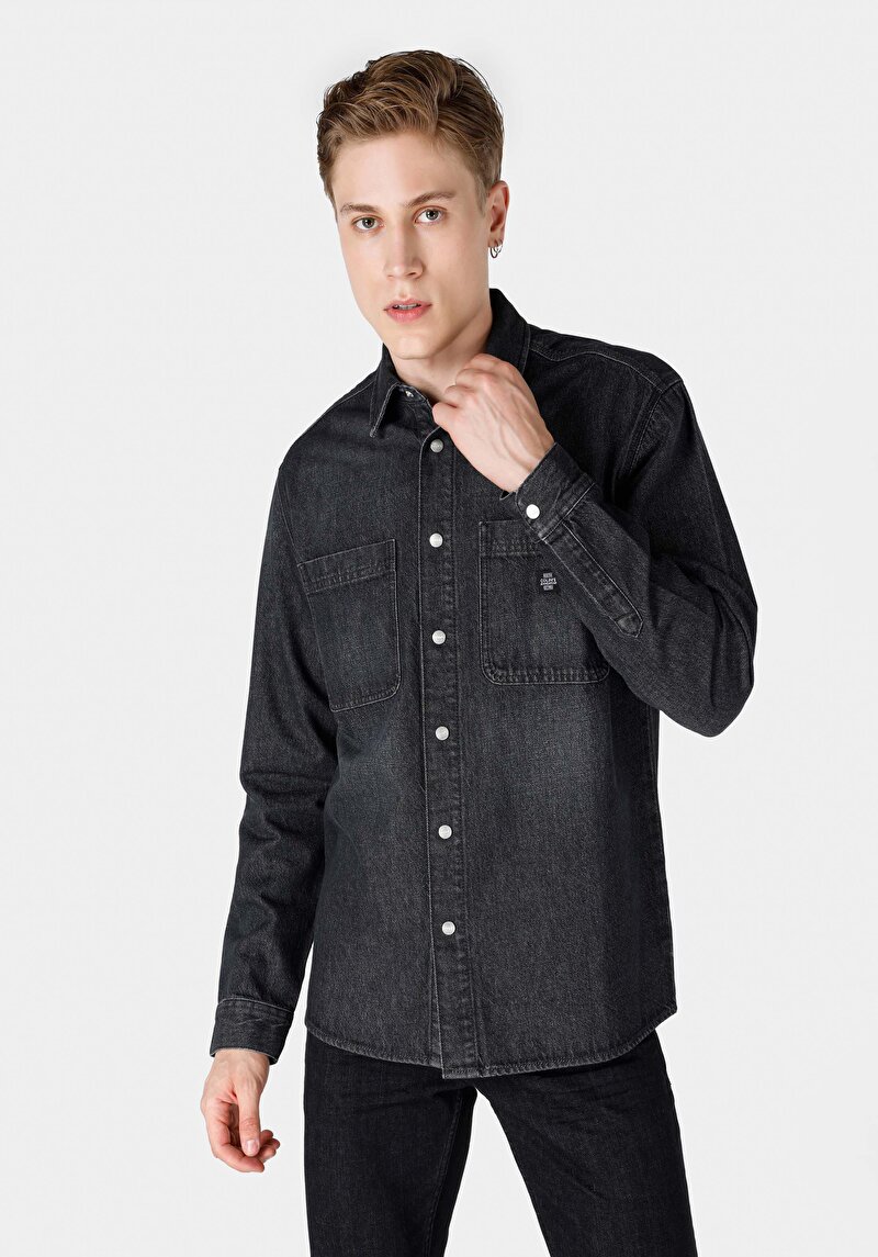 Imagine a Camasa Cu Maneca Lunga De Barbati Albastru Regular Fit Cl1065471