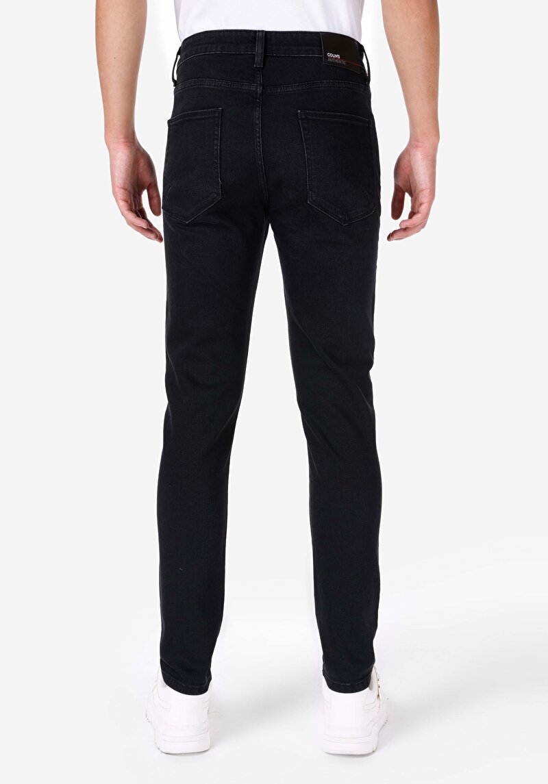 Afișați detalii pentru Skinny Fit Talie Talie Picior Îngust Blugi Negri Pentru Bărbați