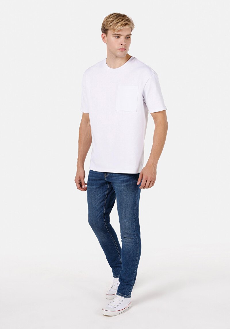 Imagine a Blugi Din Denim Pentru Bărbați Cu Talie Joasă Și Talie İngustă Slim Fit