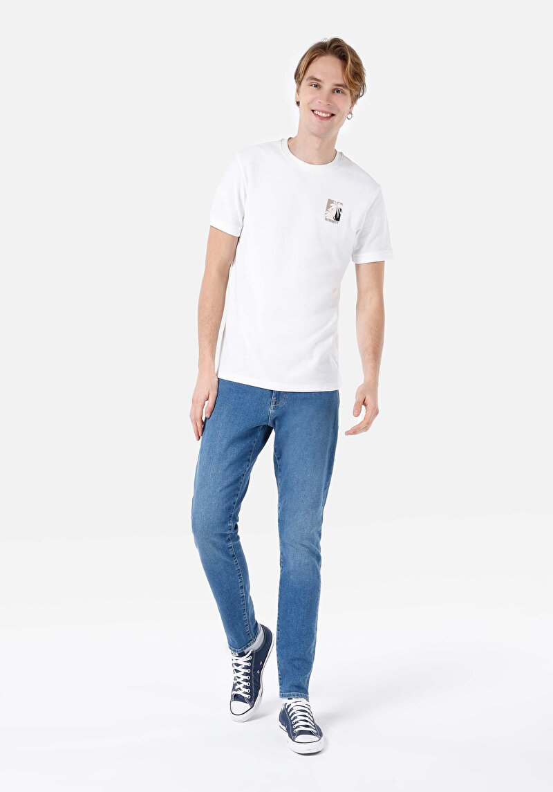 Imagine a Blugi Din Denim Pentru Bărbați Cu Talie Joasă Și Talie İngustă Slim Fit