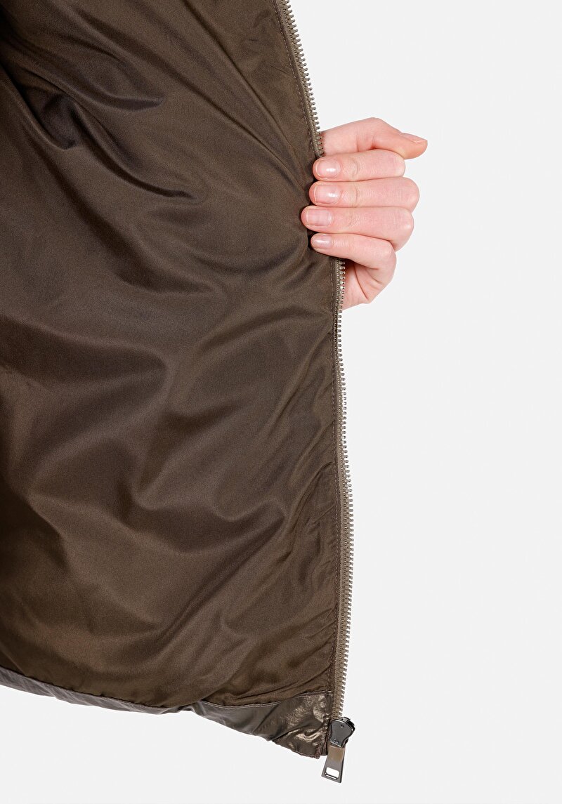 Afișați detalii pentru Palton Verde Pentru Femei Cu Glugă Regular Fit