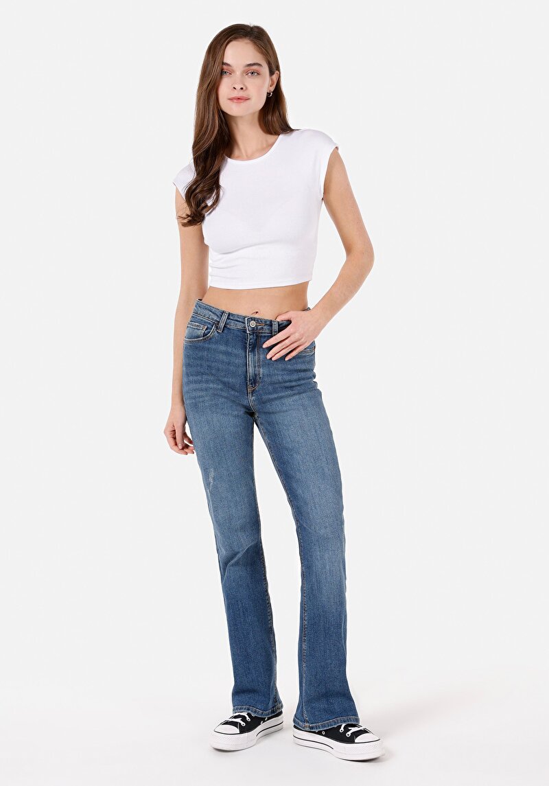 Imagine a Pantaloni De Dama Albastru Regular Fit 791 Monica Cl1071677