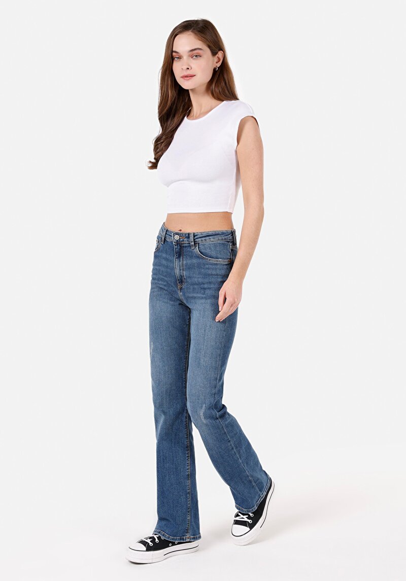 Afișați detalii pentru Pantaloni De Dama Albastru Regular Fit 791 Monica Cl1071677