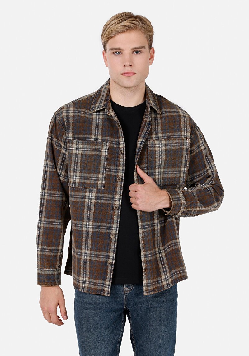 Imagine a Camasa Cu Maneca Lunga De Barbati Maro Comfort Fit  Cl1071273