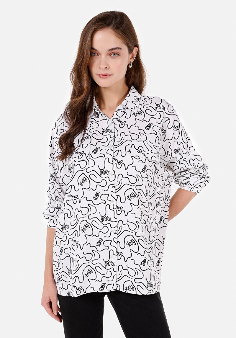 Imagine a Camasa Cu Maneca Lunga De Dama Alb Relaxed Fit Cl1068883