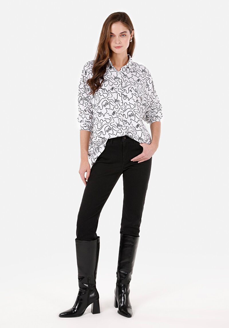 Imagine a Camasa Cu Maneca Lunga De Dama Alb Relaxed Fit Cl1068883