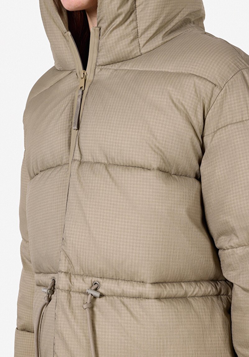 Imagine a Palton Verde Pentru Femei Cu Glugă Regular Fit