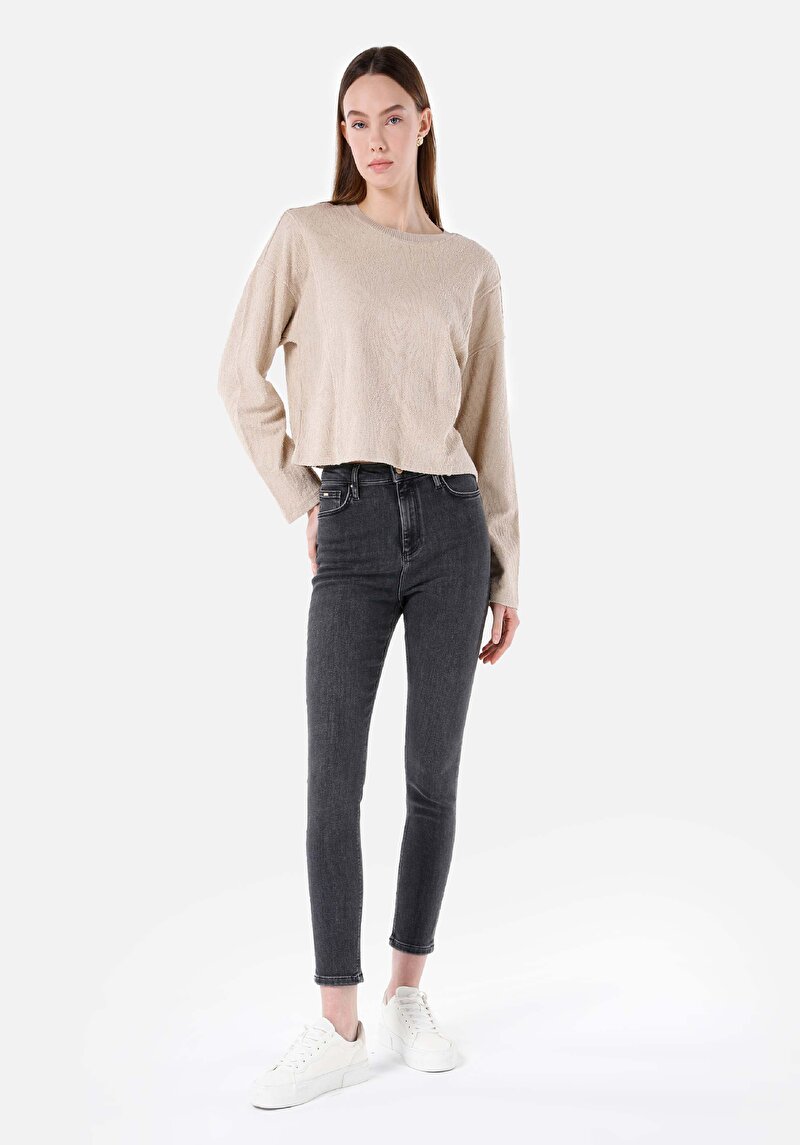 Imagine a Skinny Fit Talie Înaltă Picior Îngust Blugi Negri Pentru Femei