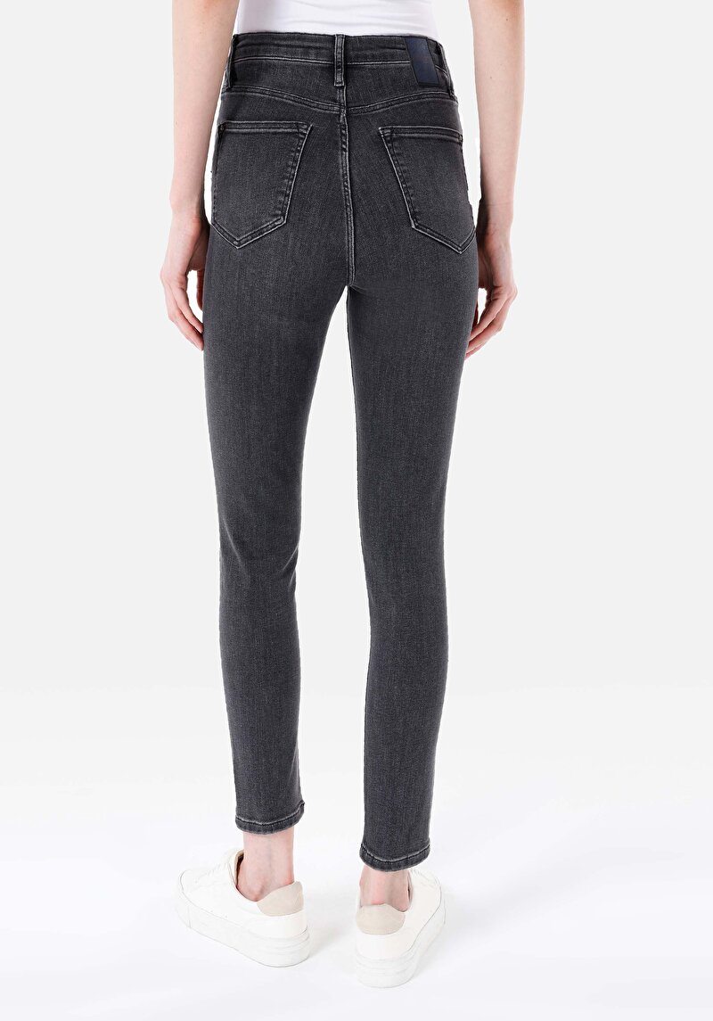 Imagine a Skinny Fit Talie Înaltă Picior Îngust Blugi Negri Pentru Femei