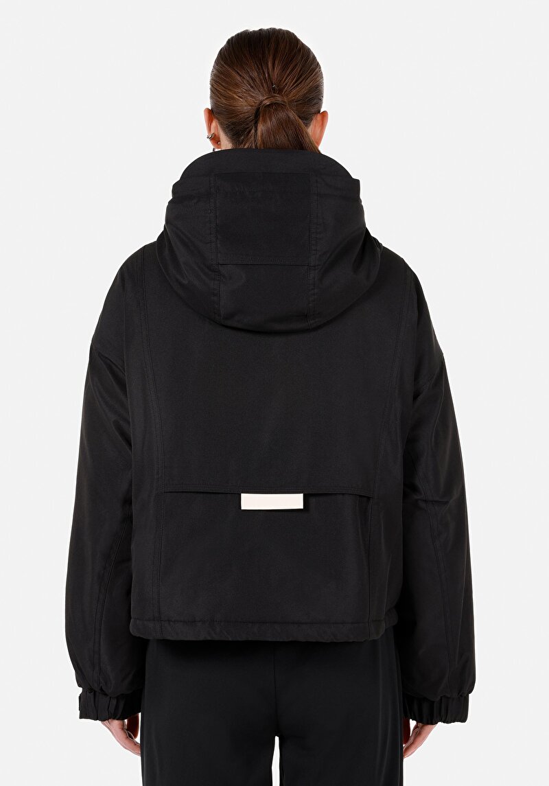 Afișați detalii pentru Palton Negru Pentru Femei Cu Glugă Regular Fit