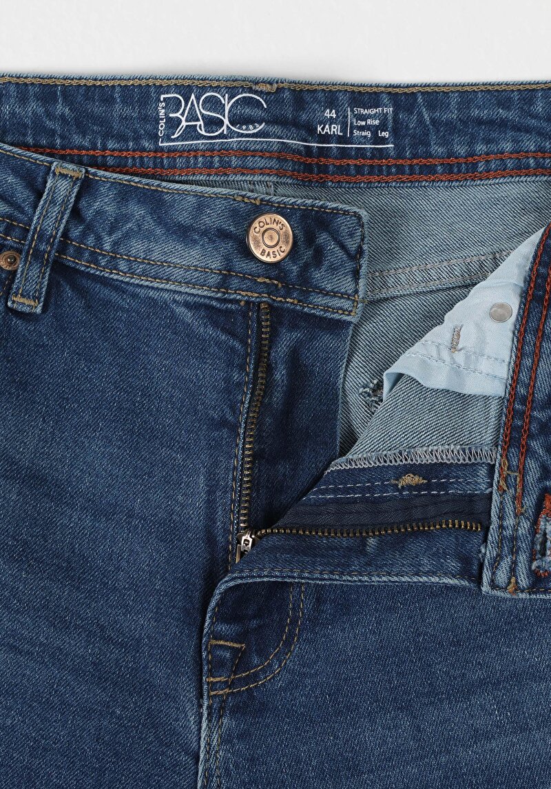 Afișați detalii pentru Pantaloni De Barbati Albastru Straight Fit 044 Karl Cl1065534